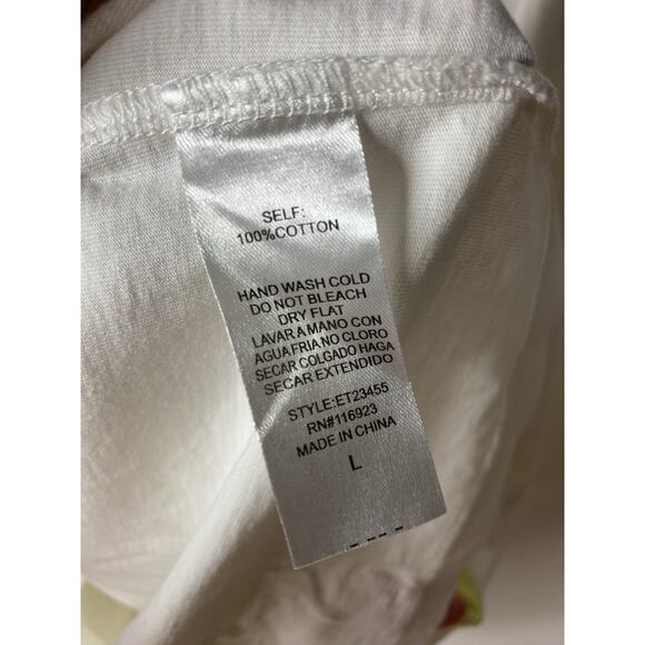 Easel Women's Large Star Patched Oversized Tee T-Shirt White Cotton Boho Relaxed - Picture 4 of 5